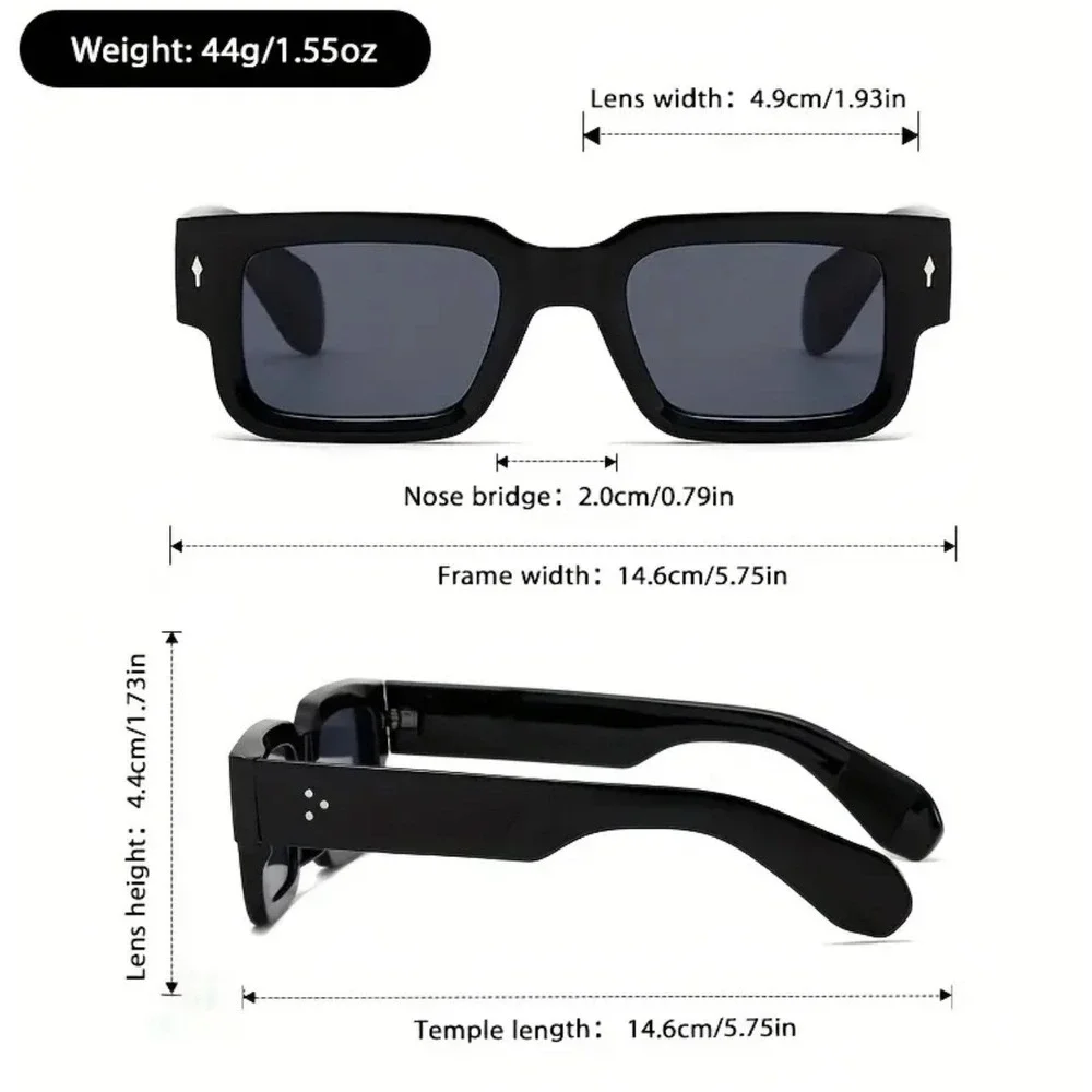 Men's Square Frame Sunglasses Retro Vintage Thick Frame‎ Fashion Shades Hp Hop